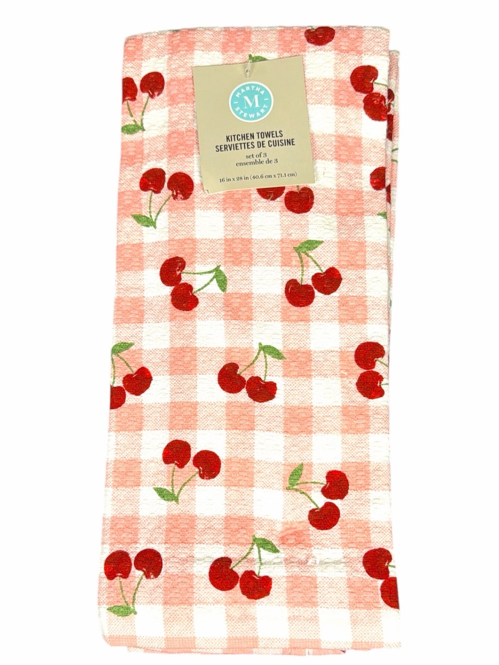 NWT Cherry Gift Bundle Martha Stewart Kitchen Towels & Slipper Sock Set